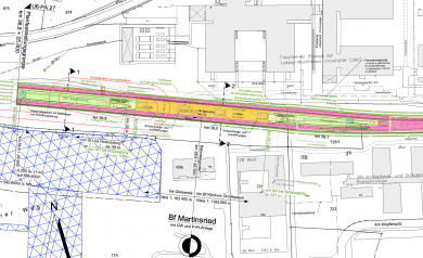 Lageplan des U-Bahnhofs Martinsried aus den Planfeststellungsunterlagen Lageplan des U-Bahnhofs Martinsried aus den Planfeststellungsunterlagen